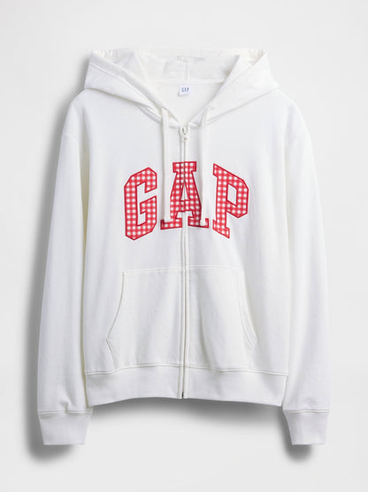 Beyaz Gap Logo Fermuarlı Fransız Havlu Kumaş Sweatshirt