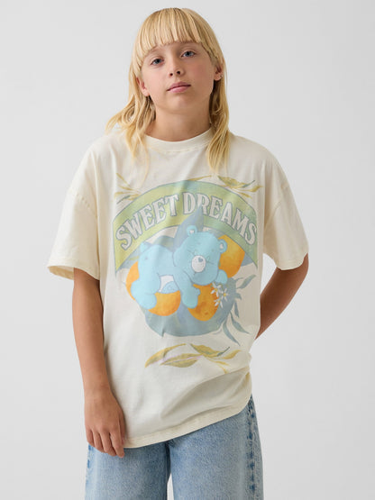 Beyaz Care Bears Grafik Baskılı Tunik T-shirt
