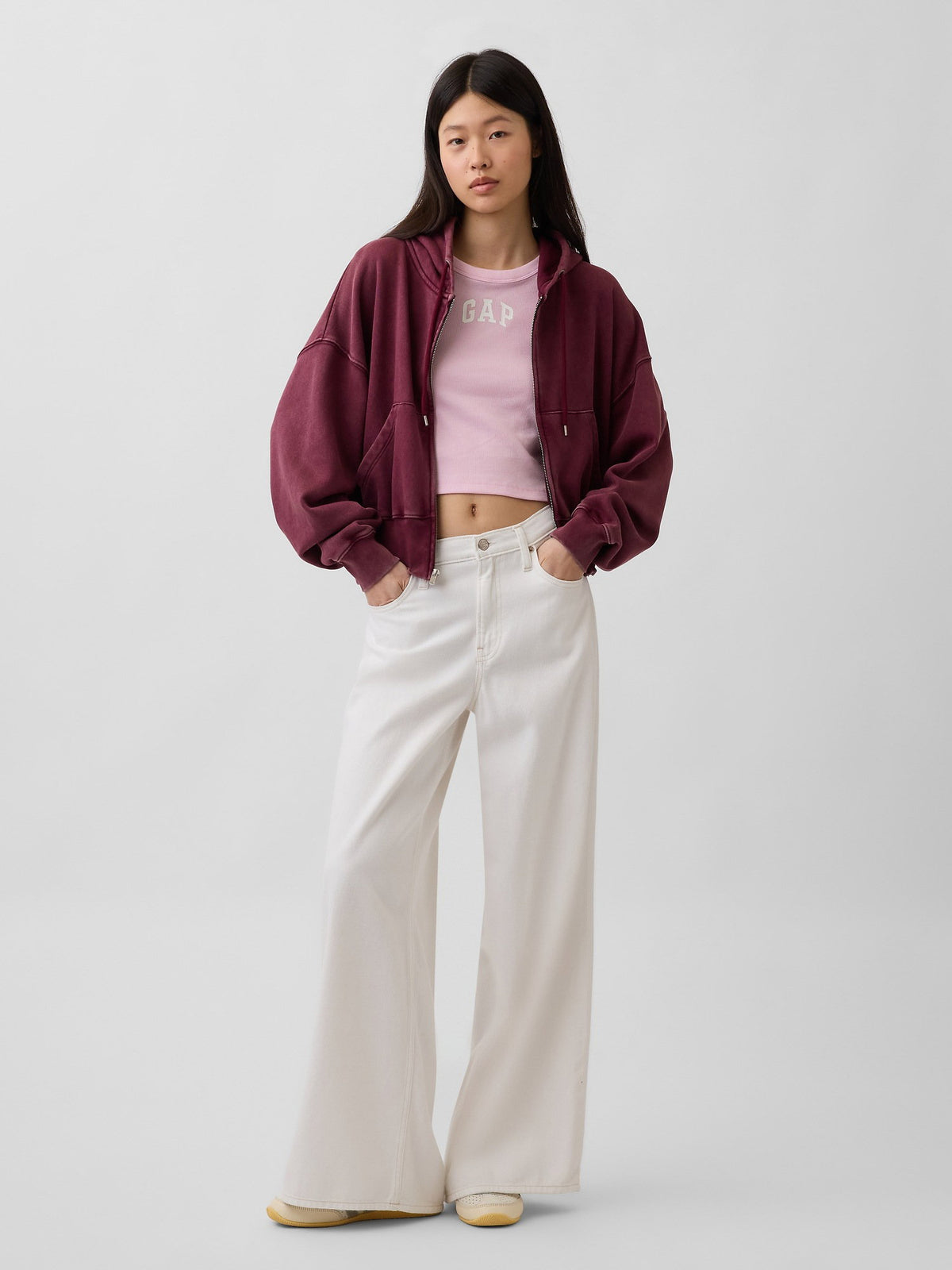 Açık Pembe Gap Logo Crop Atlet