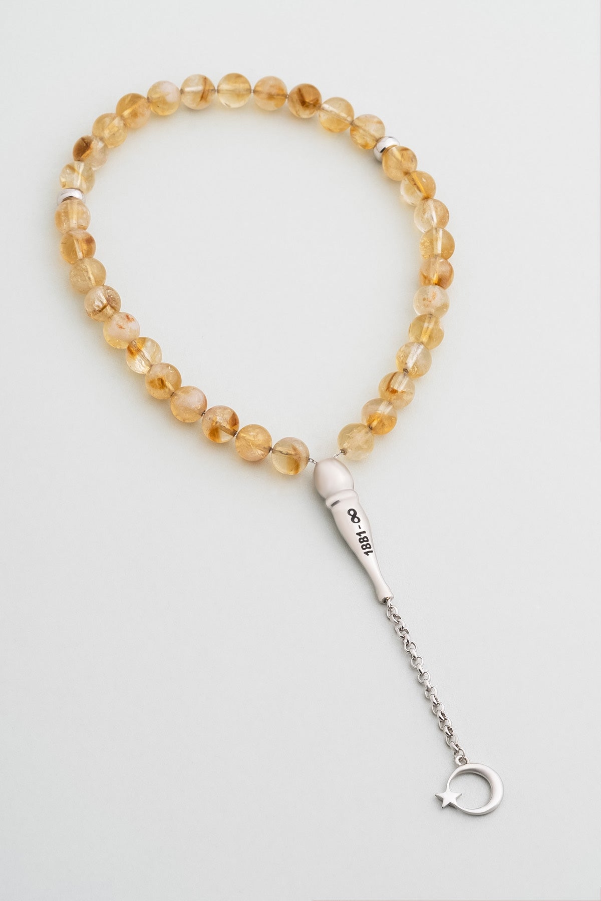 Atatürk Imzalı Doğal Sitrin Taşlı 23 Cm Gümüş Tesbih F57252599