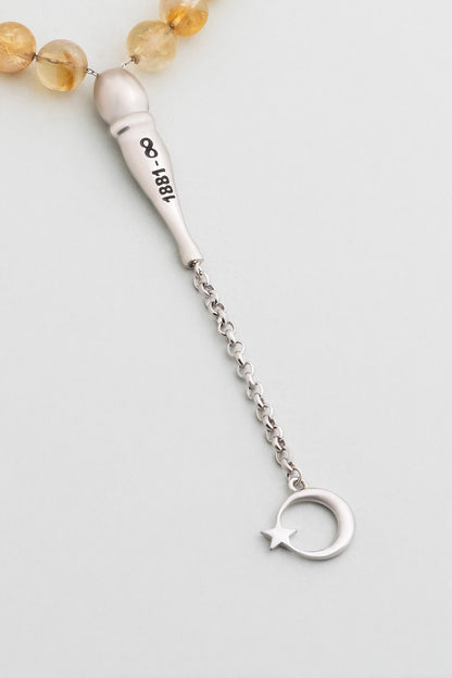 Atatürk Imzalı Doğal Sitrin Taşlı 23 Cm Gümüş Tesbih F57252599