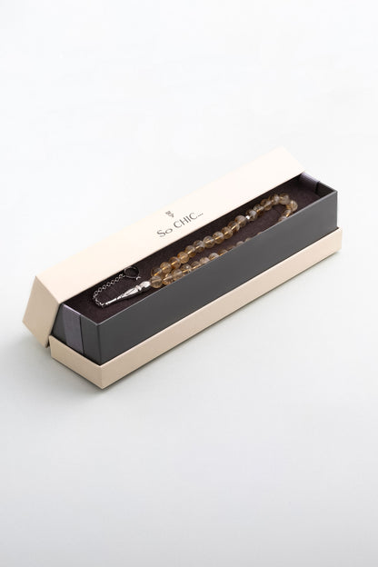 Atatürk Imzalı Doğal Sitrin Taşlı 23 Cm Gümüş Tesbih F57252599