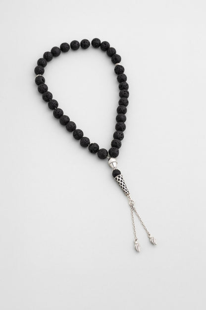 Doğal Lav Taşlı 23 Cm Gümüş Tesbih F57339999