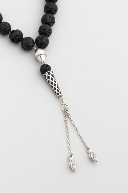 Doğal Lav Taşlı 23 Cm Gümüş Tesbih F57339999