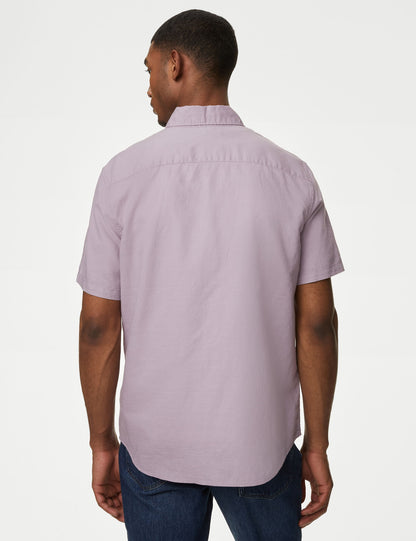 Regular Fit Kısa Kollu Keten Gömlek