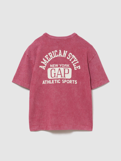 Açık Kırmızı Heavyweight Gap Logo Relaxed Crop T-shirt