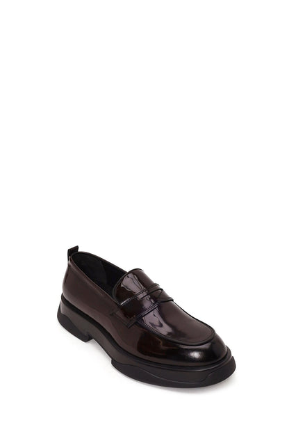 Erkek Bordo Kalın Tabanlı Deri Loafer