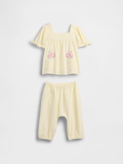 Sarı Seersucker Outfit Set