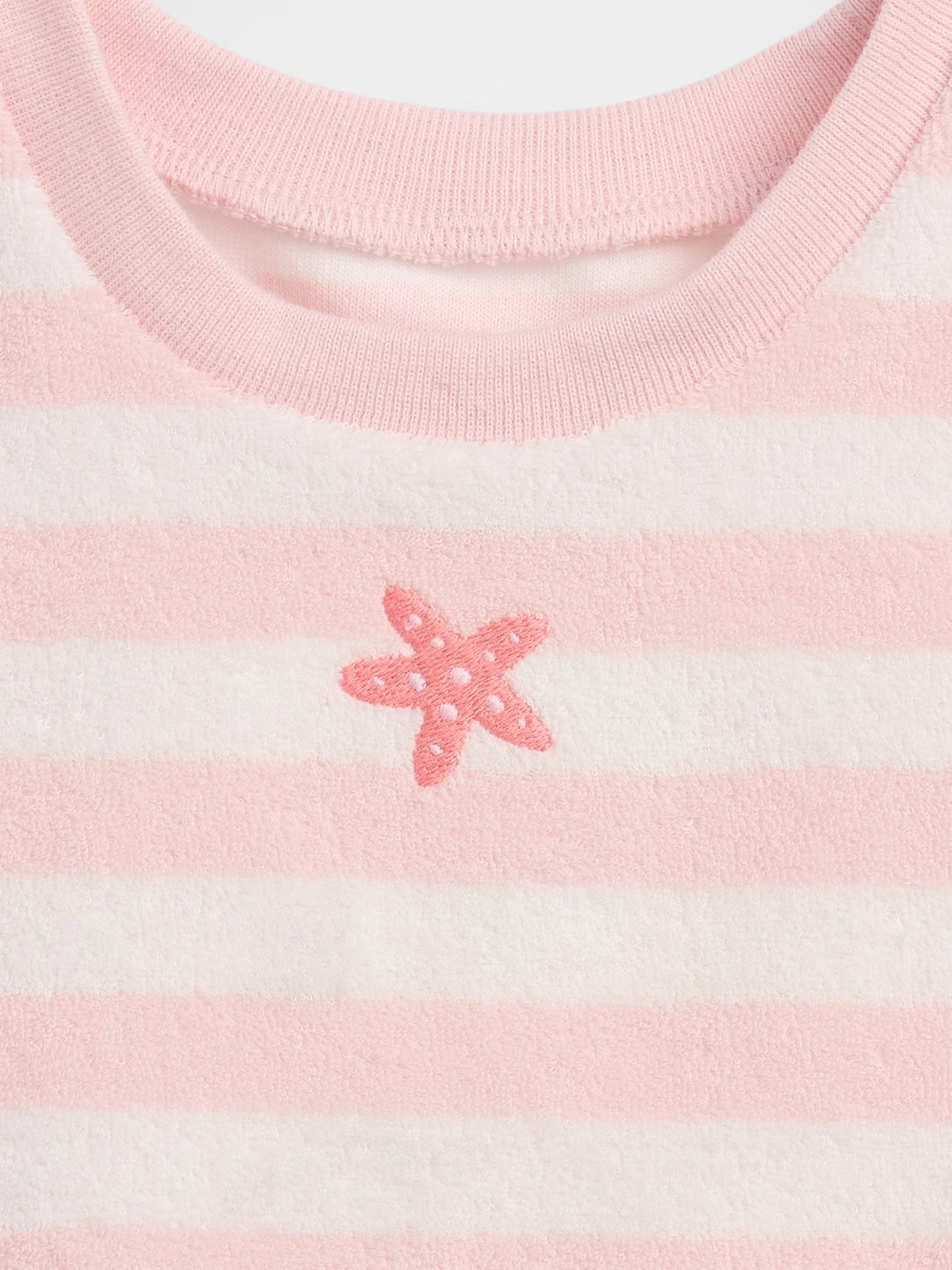 Pembe Bebek Havlu Terry Çizgili Outfit Set