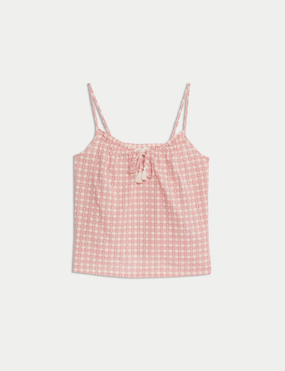 Saf Pamuklu Askılı Pijama Üstü