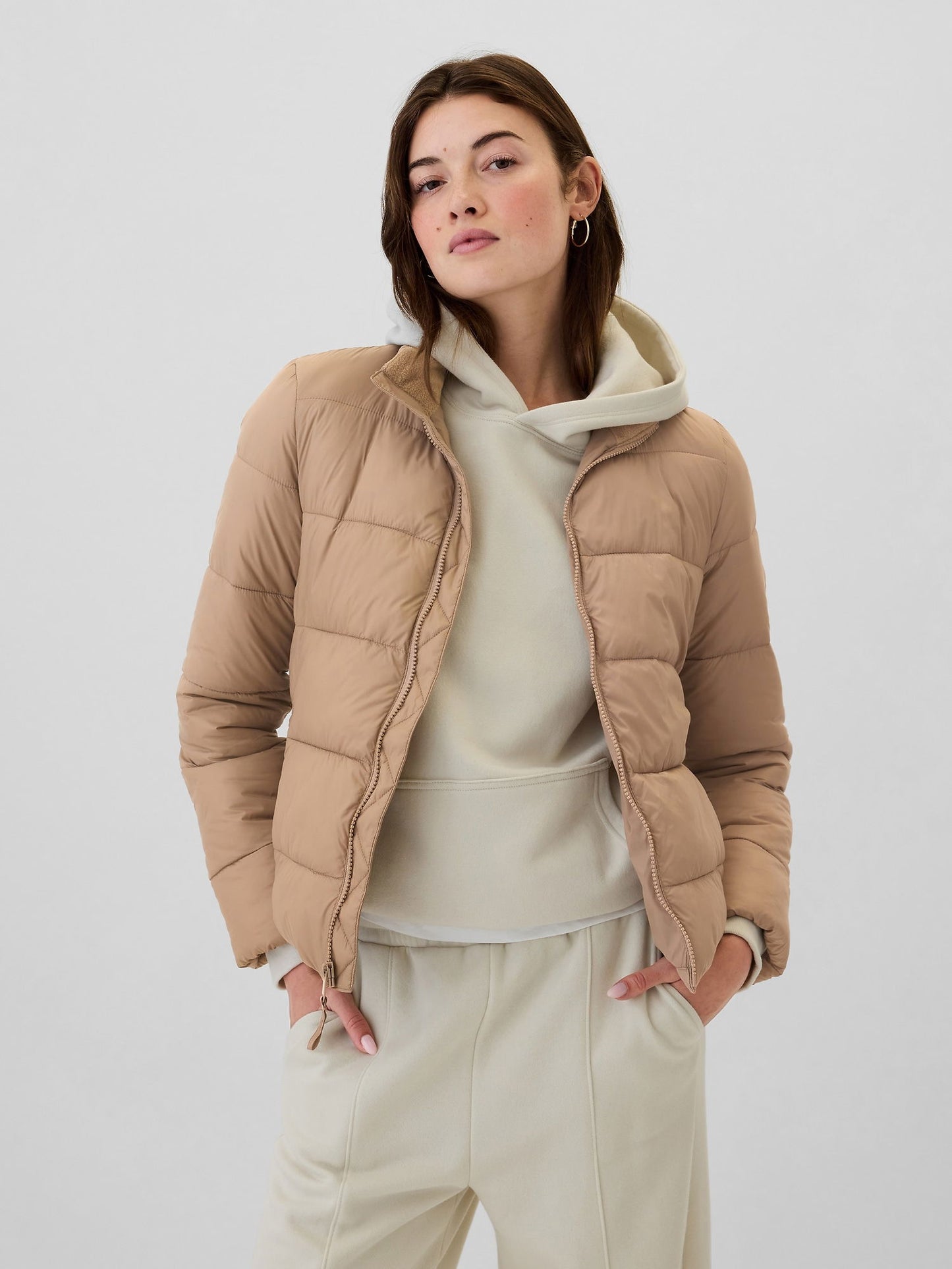 Bej Coldcontrol Puffer Şişme Mont