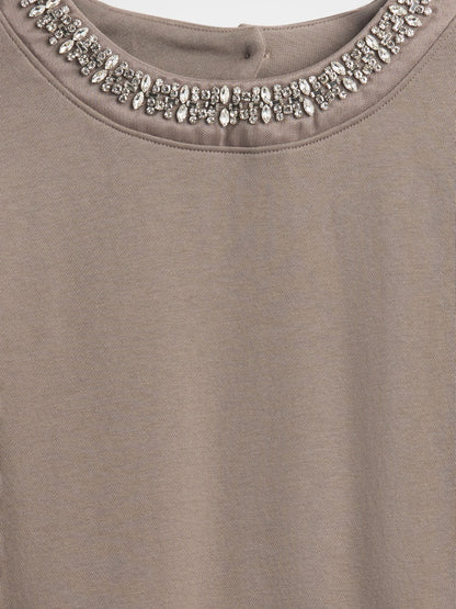 Gri Vintagesoft Jewel-neck Crop Sweatshirt
