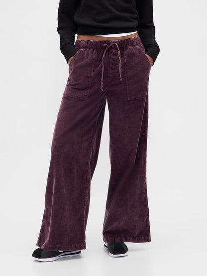 Bordo Mid Rise Corduroy Baggy Pantolon
