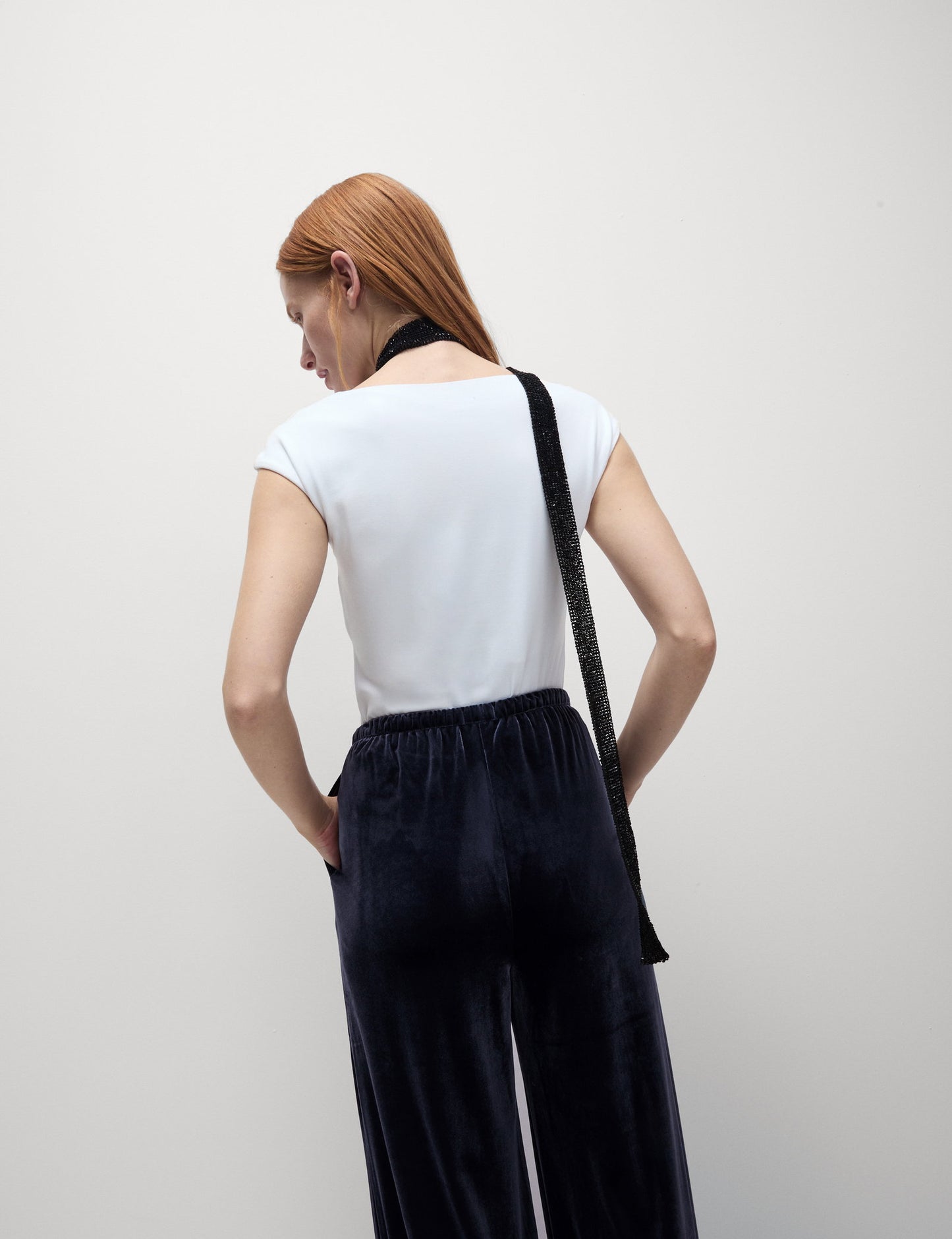 Yüksek Bel Kadife Wide Leg Pantolon
