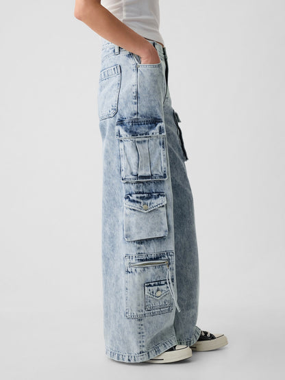 Mavi Mid Rise Kargo Baggy Jean Pantolon