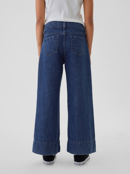 Lacivert High Rise Stride Wide-leg Ankle Jean Pantolon