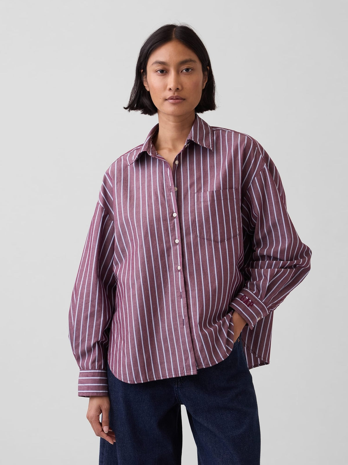 Mor Oversized Poplin Gömlek