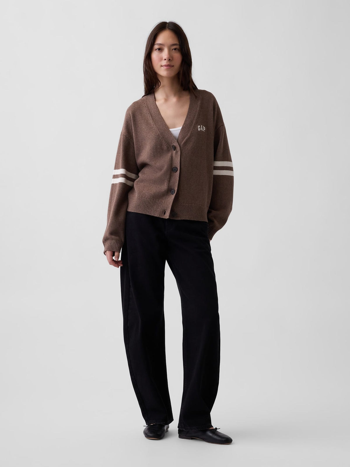Mor 100% Pamuk Oversized Gap Logo Triko Hırka