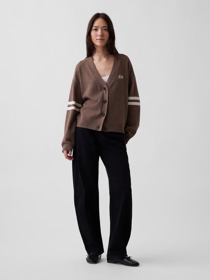 Mor 100% Pamuk Oversized Gap Logo Triko Hırka