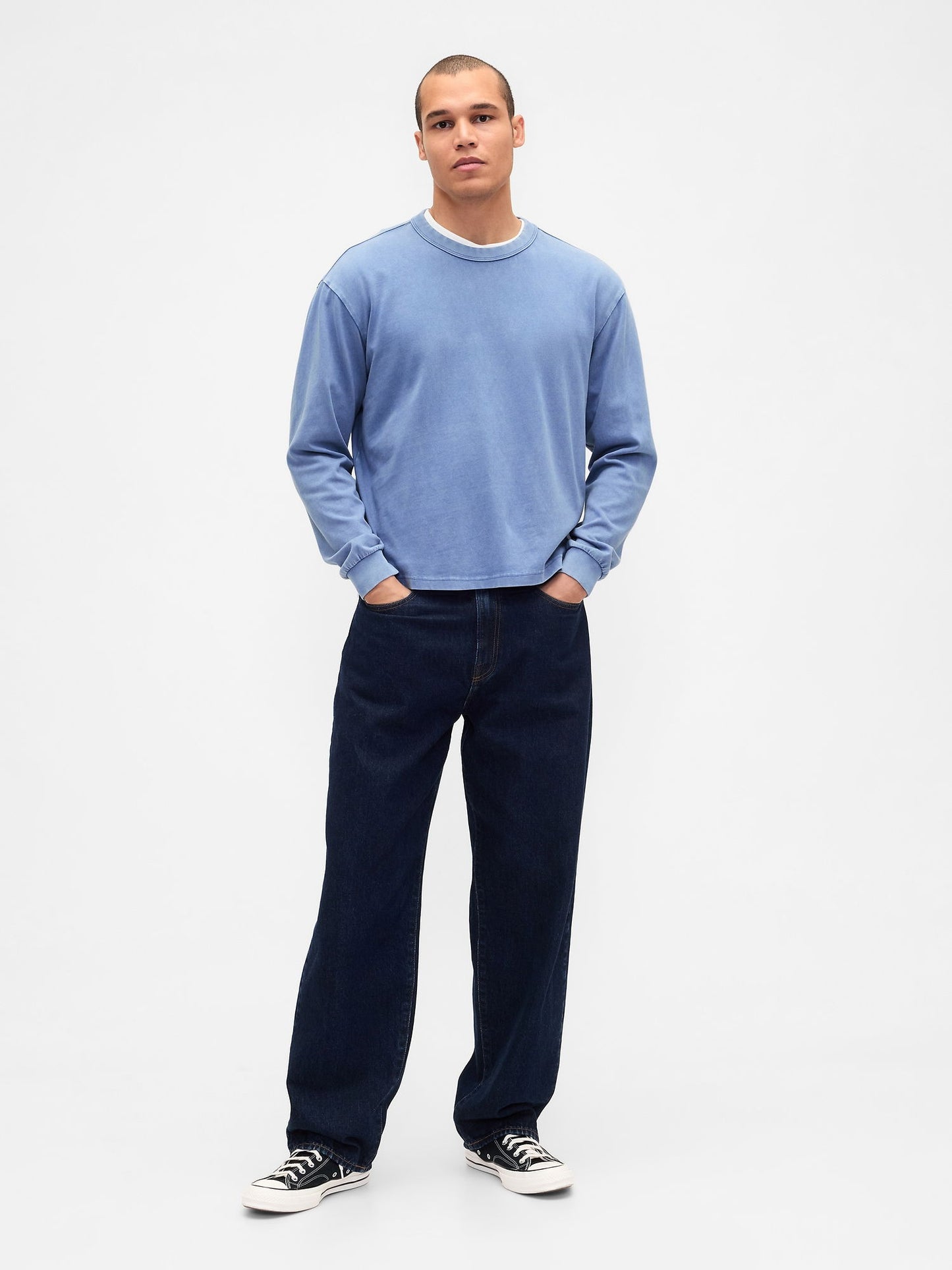 Açık Mavi Heavyweight Crop T-shirt