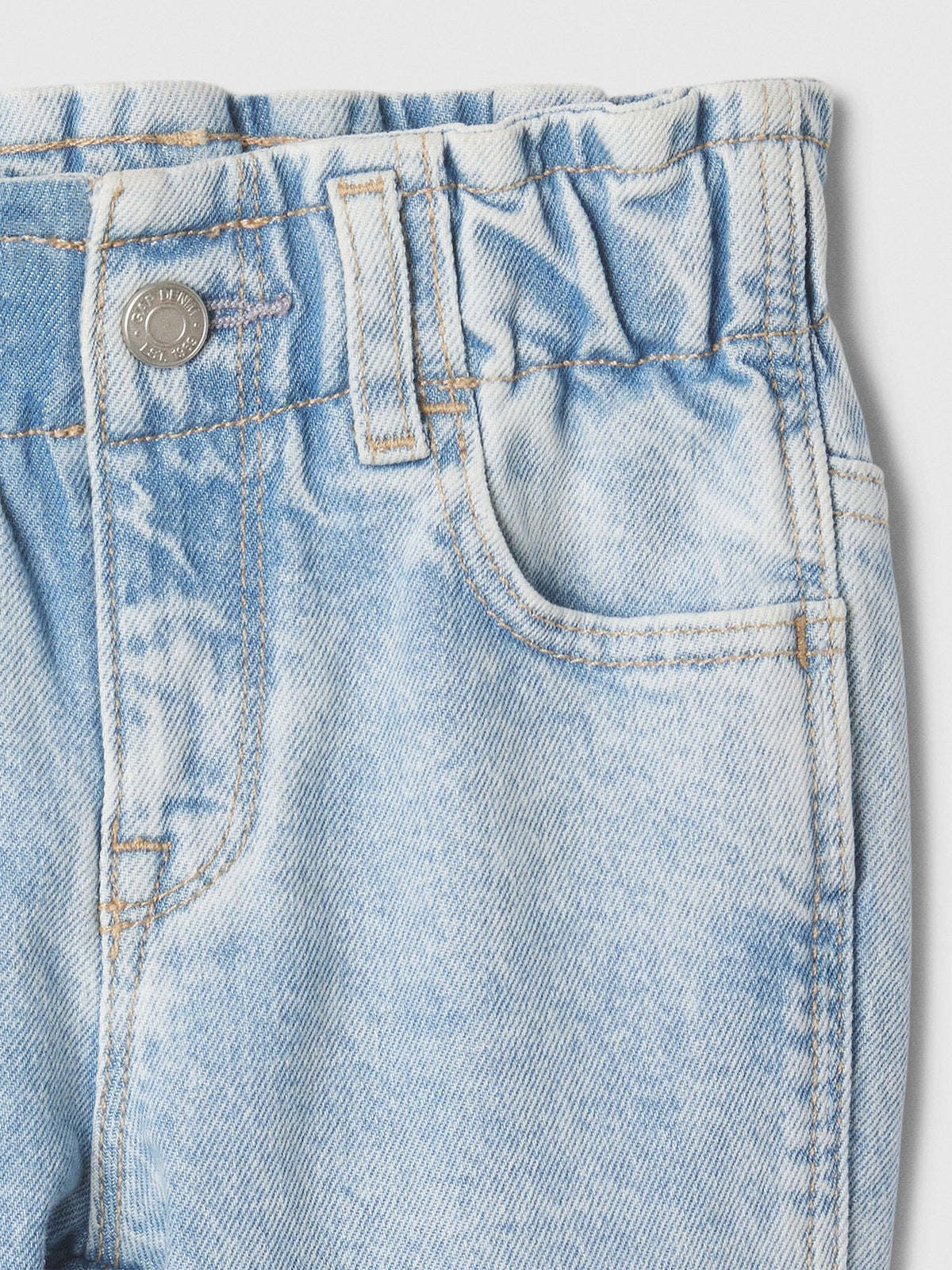Açık Mavi Paperbag Mom Jean Pantolon