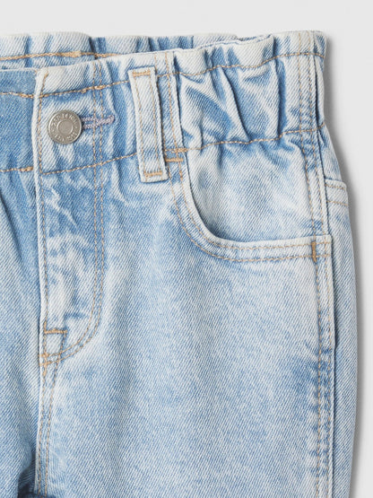 Açık Mavi Paperbag Mom Jean Pantolon