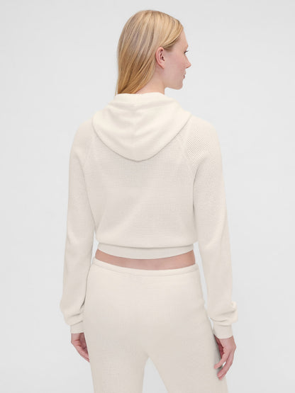 Kırık Beyaz Gap × Summer Fridays Cashsoft Waffle Crop Sweatshirt