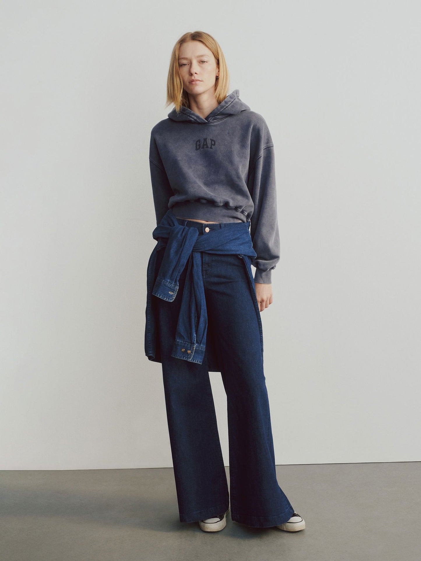 Lacivert Vintagesoft Crop Logo Sweatshirt