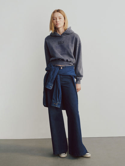 Lacivert Vintagesoft Crop Logo Sweatshirt