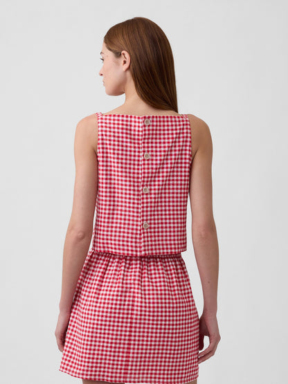 Kırmızı Keten Karışımlı Apron Bluz