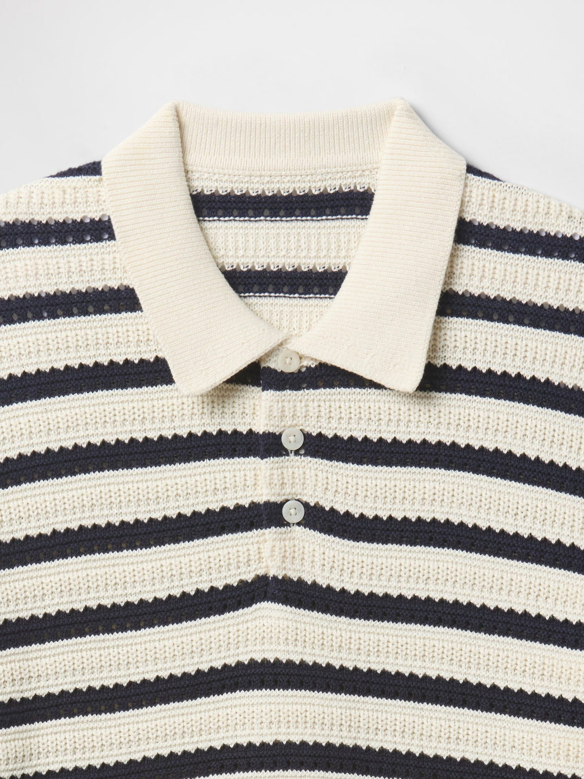 Kırık Beyaz Örgü Polo T-shirt