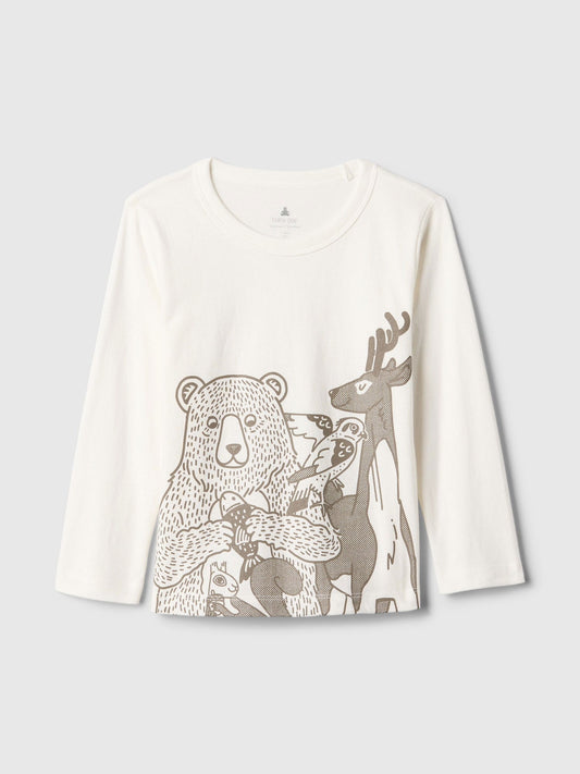 Kırık Beyaz Mix and Match Grafikli T-Shirt