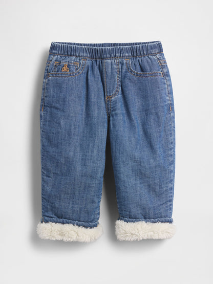 Mavi Sherpa Astarlı Pull-on Barrel Jean Pantolon