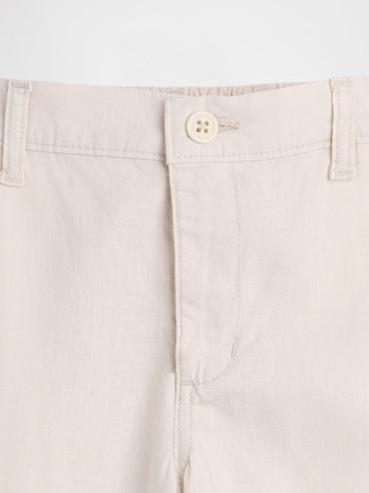 Ekru Relaxed Keten Karışımlı Pantolon