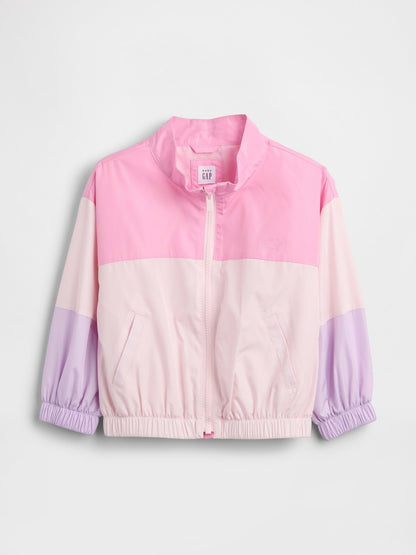 Pembe Colorblock Logo Rüzgarlık