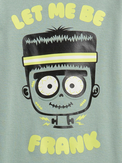 Yeşil Frankenstein Grafik Baskılı Pijama Takımı