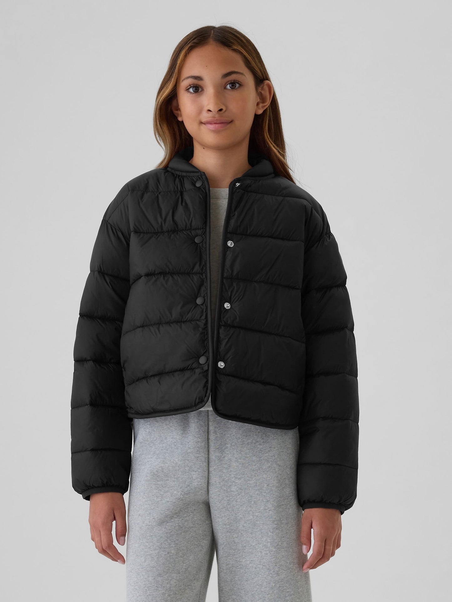 Siyah Lightweight Primaloft® P.u.r.e.™ Puffer Şişme Bomber Ceket