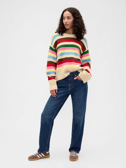 Çok Renkli Cashsoft Relaxed Bisiklet Yaka Tunik Kazak