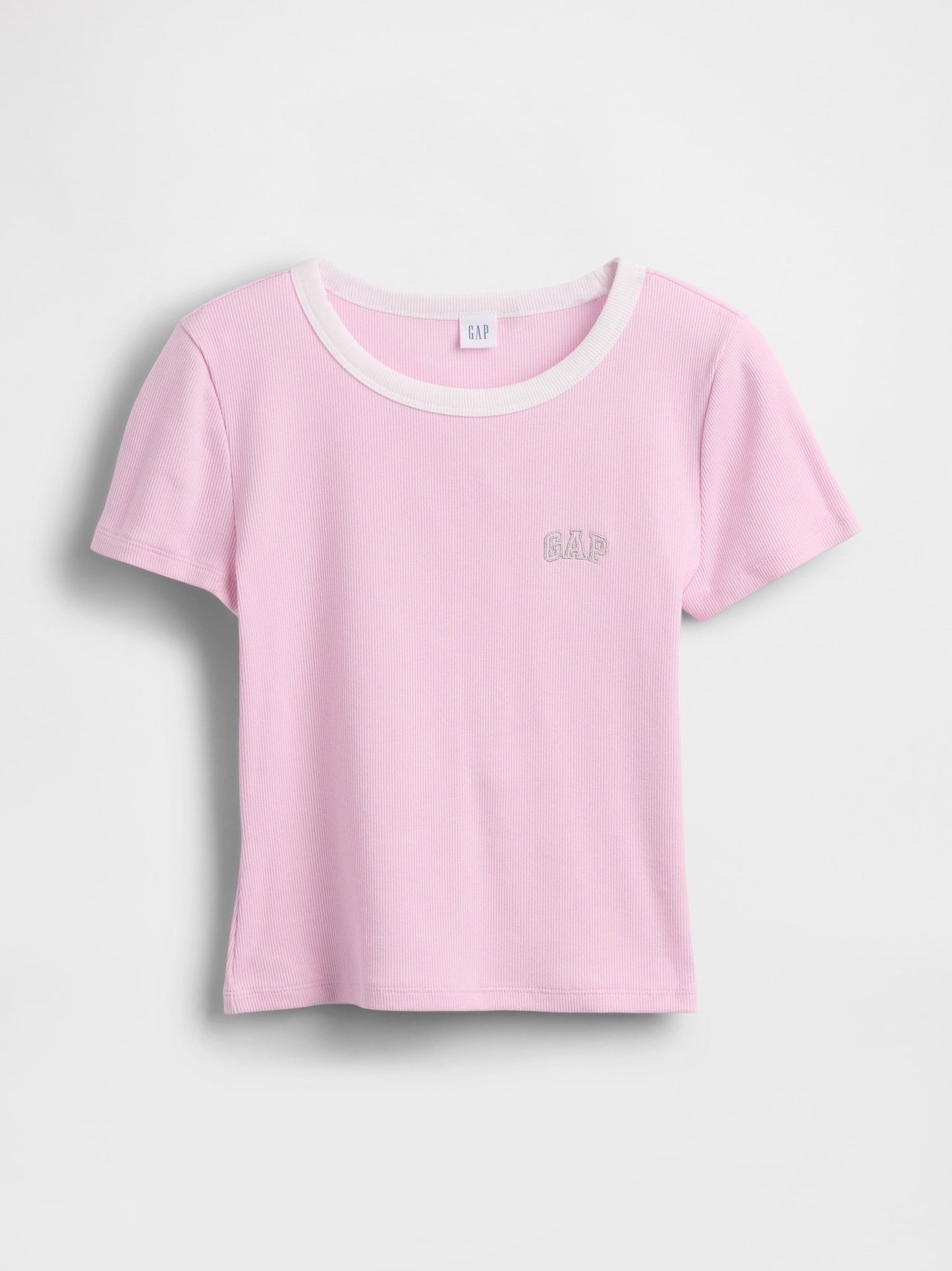 Açık Pembe Ribbed Gap Logo Baby Crop T-shirt