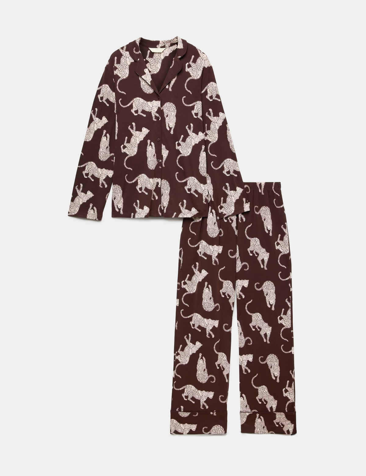 Yumuşak Dokulu Desenli Revere Yaka Pijama Takımı