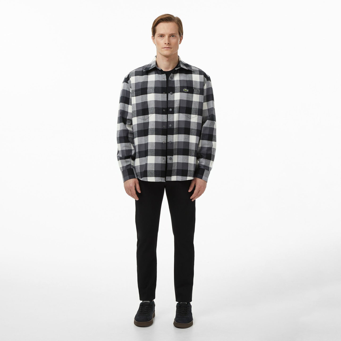 Lacoste Erkek Relaxed Fit Kareli Siyah Gömlek