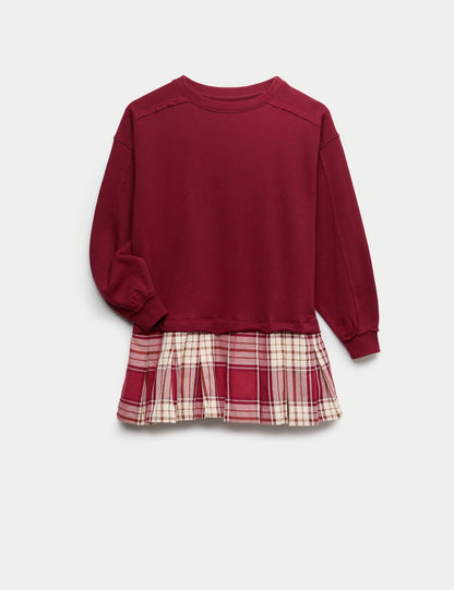 Kareli Sweatshirt Elbise (6–16 Yaş)