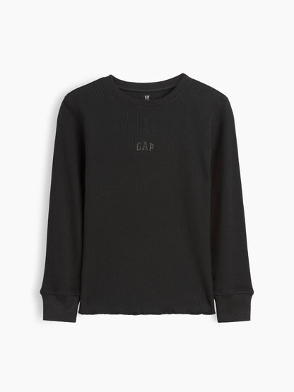 Siyah Gap Mini-logo Waffle-knit T-shirt