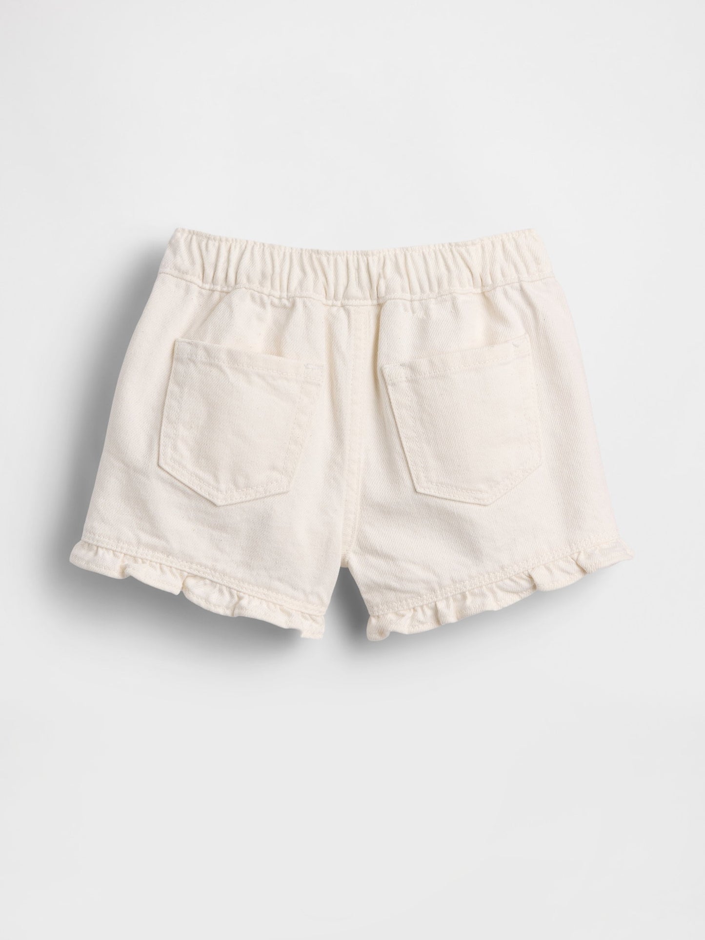 Beyaz Denim Stride Pull-on Fırfır Şort