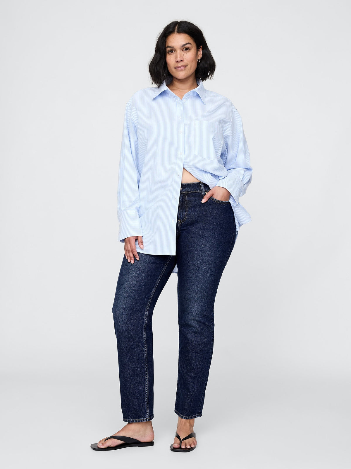 Koyu Mavi Low Rise '90s Slim Straight Jean Pantolon
