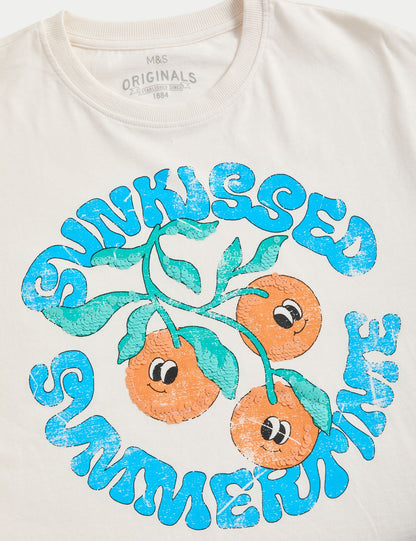 Saf Pamuklu Kısa Kollu T-shirt (6-16 Yaş)