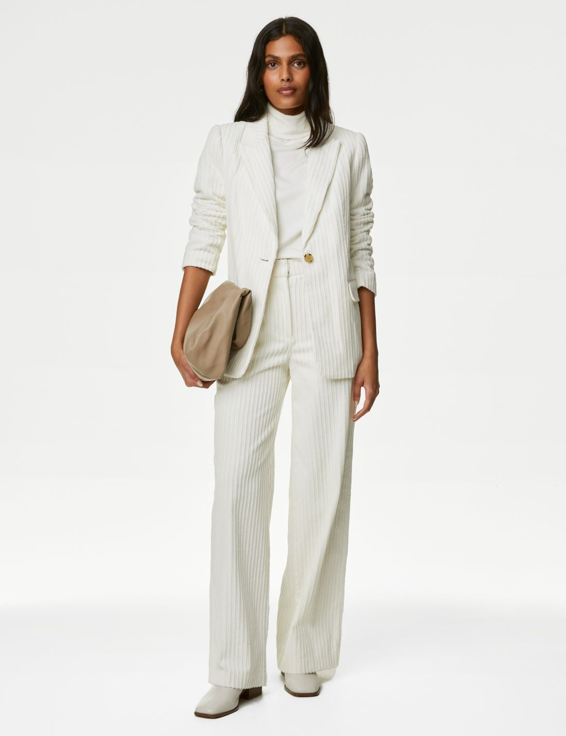 Saf Pamuklu Relaxed Fit Kadife Blazer Ceket