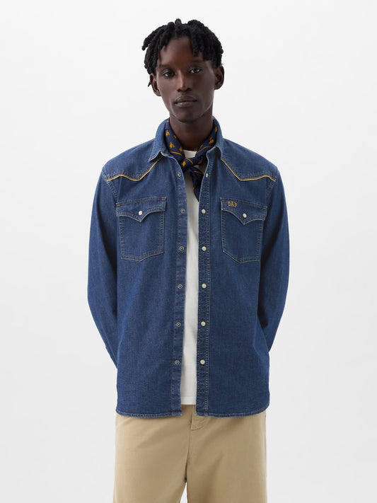 Koyu Mavi Dap × Gap Denim Western Gömlek