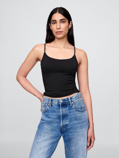 Siyah Closeknit Basic Cami Atlet