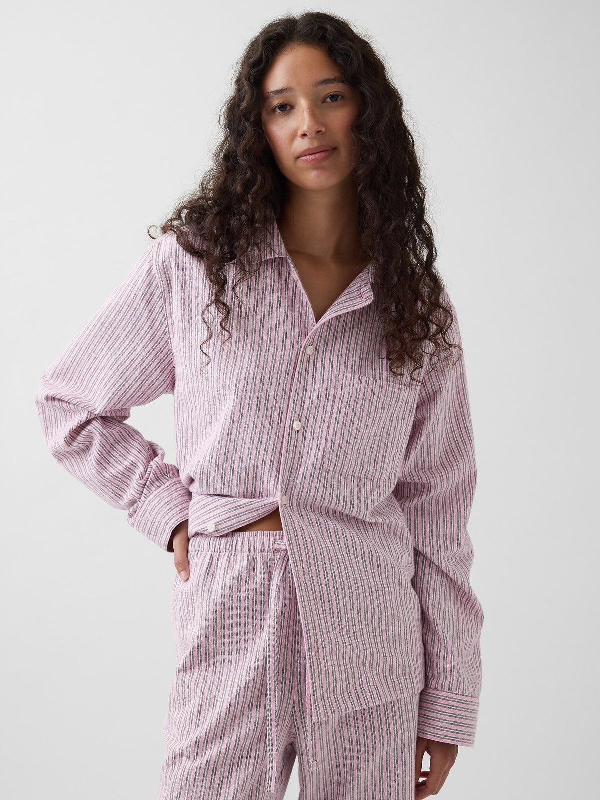 Açık Pembe Softest Flannel Gömlek Pijama Üstü